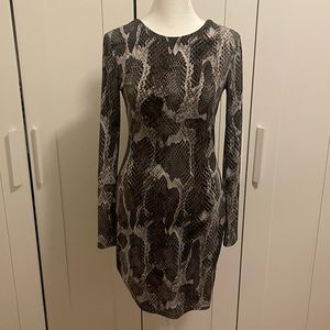 Jennifer Lopez Grey Snake Print Body con Dress